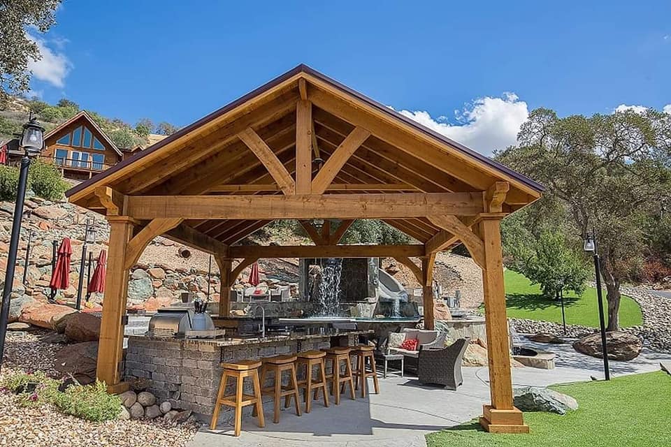 covered patio and BBQ area built in Plano, Texas