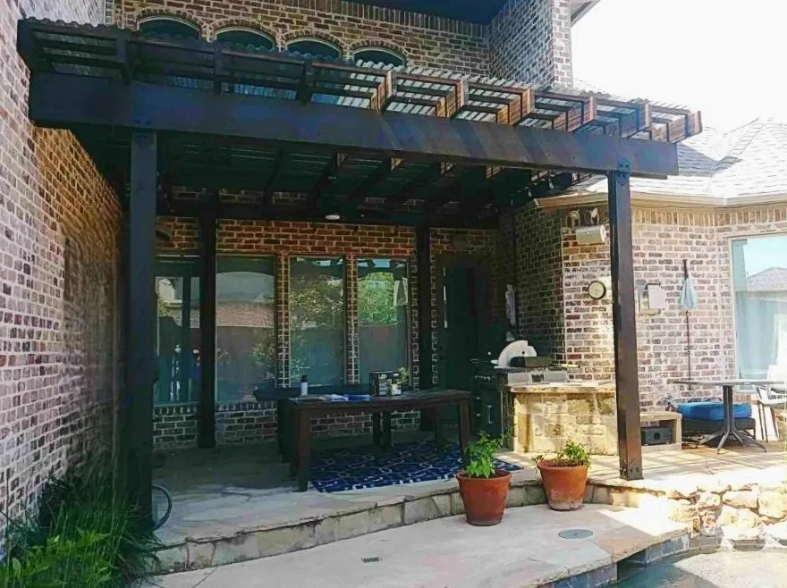 patio cover pergola construction for outdoor kitchen