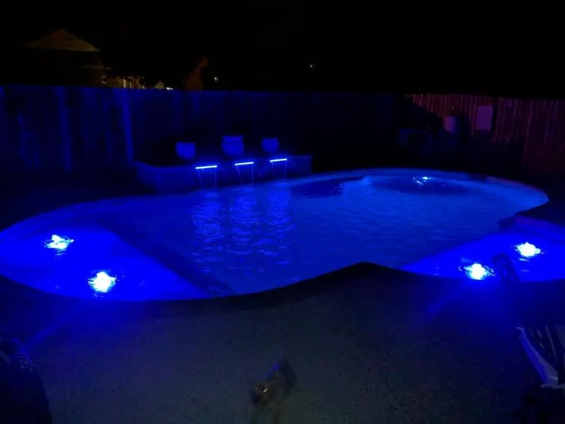 swimming pool with night lights